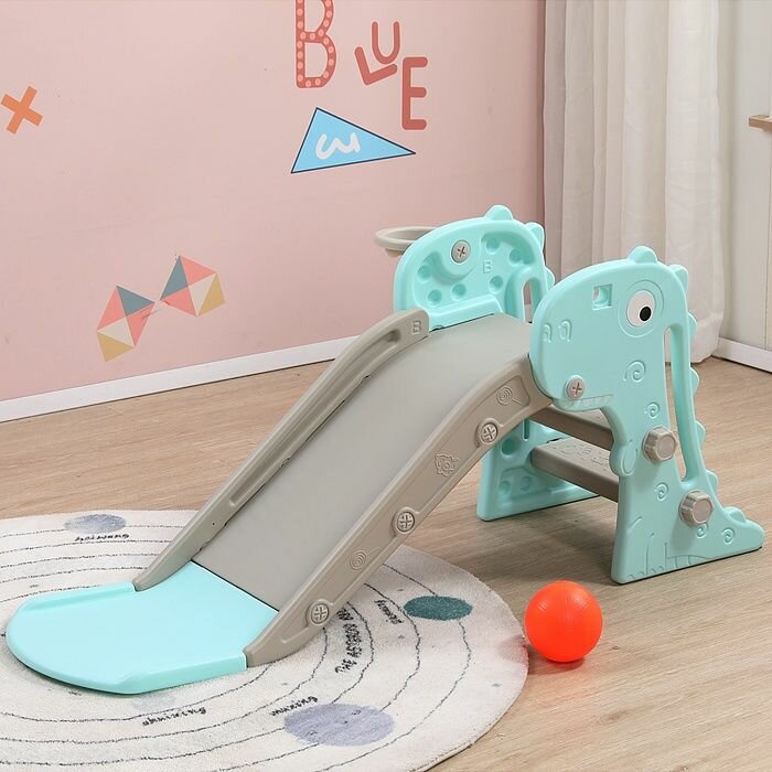Детская горка Oubaoloon "Динозаврик", бирюзовая, пластик (UT0107)