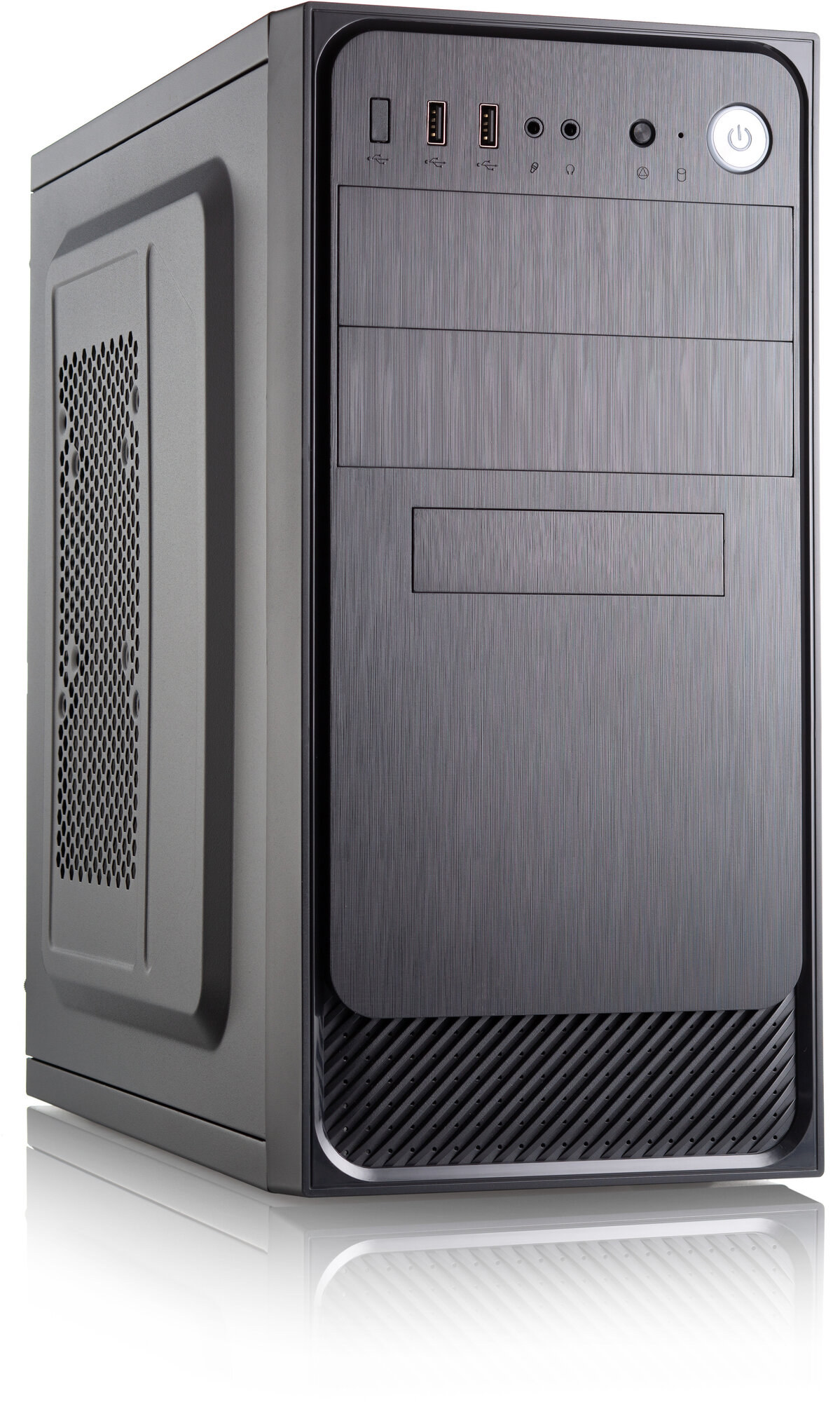 Foxline Корпус с блоком питания 450Вт./ Case Forza mATX, 450W, 2xUSB2.0, Black, w/o FAN, 12 cm fan PSU, power cord