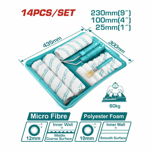 Набор малярный с валиками и кистями 14 в 1 TOTAL THT862302 1299₽