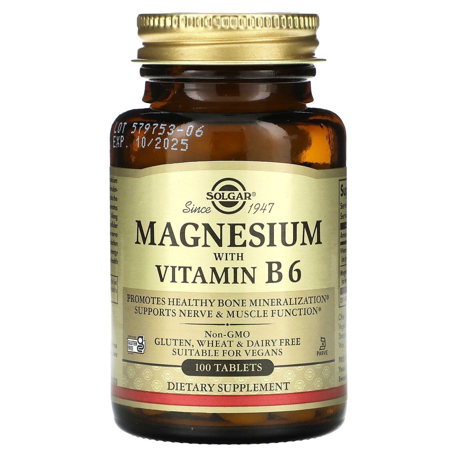 Магний витамин в6 Magnesium with Vitamin B6 100 шт для здоровья нервной системы и мышц