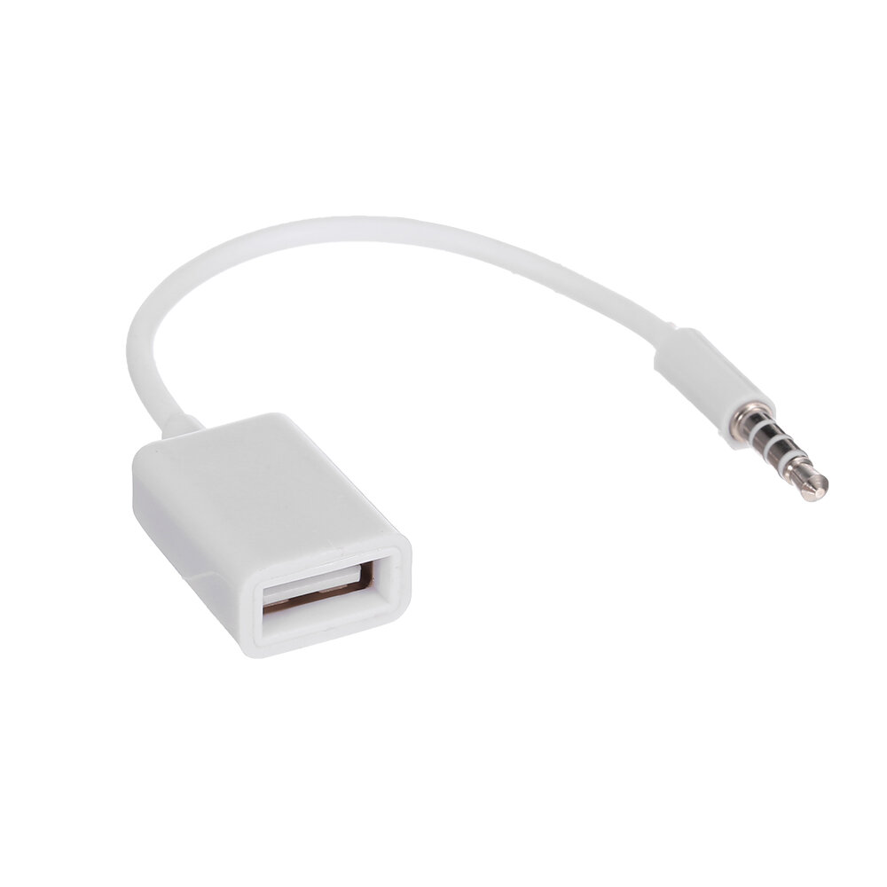 Адаптер кабель 3.5mm Male Car AUX Audio Jack to USB 2.0 Female Converter Cord OTG (White) длина 15cm вес approx.7g / 0.25oz размер упаковки 14.5 * 10 * 1cm / 5.71 * 3.94 * 0.39in(L * W * H) вес упаковки 7g / 0.25oz в упаковке 1 шт.
