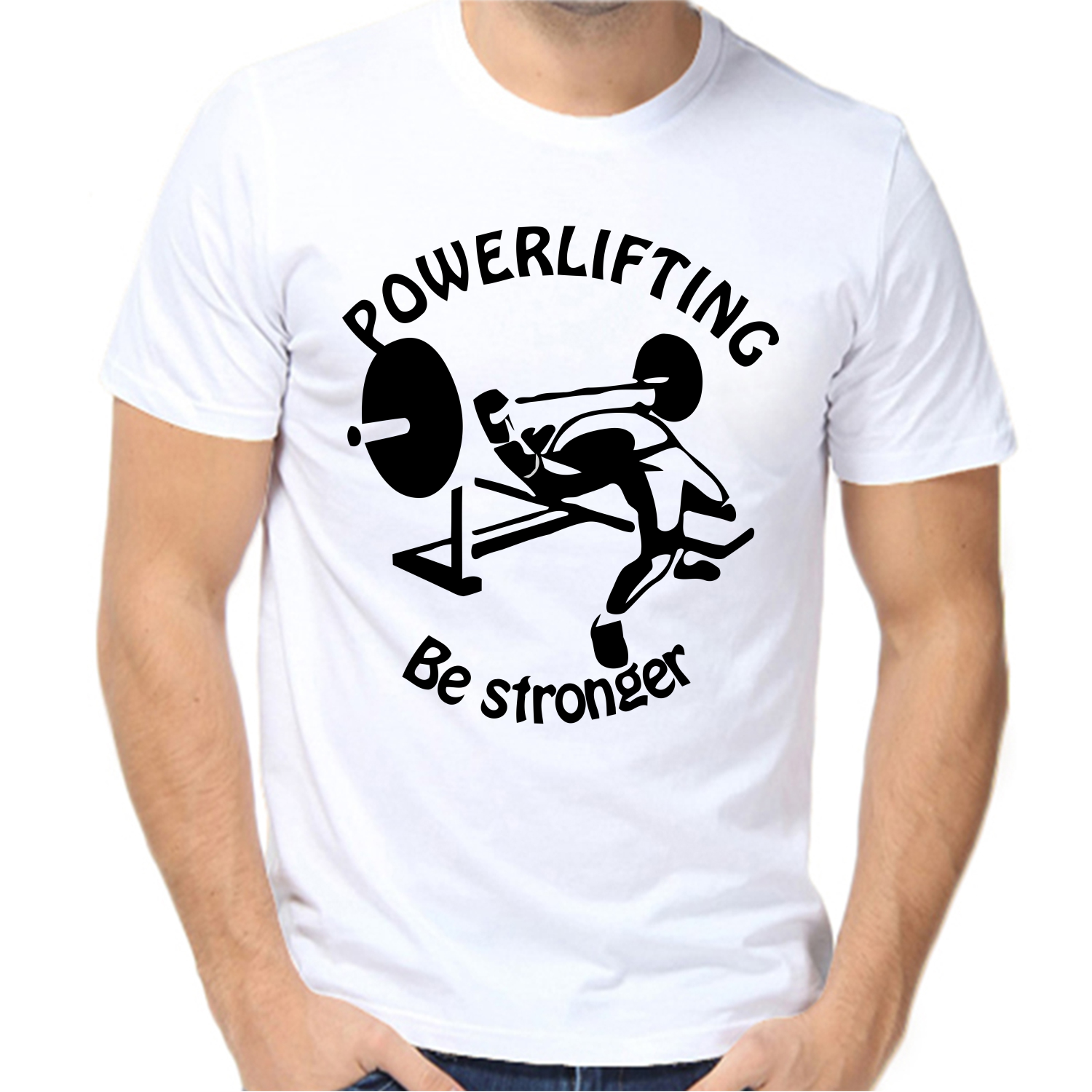 Футболка powerlifting be stronger, размер (48)M, белый
