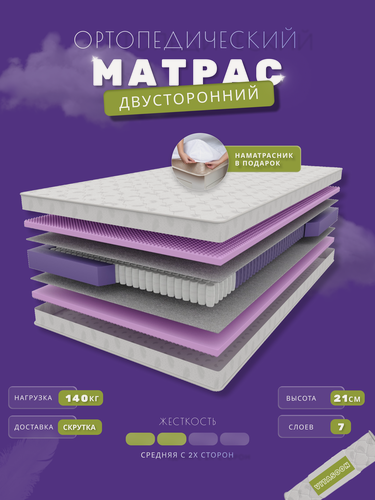 Изображение товара Матрас 130х200 ортопедический VitaSoon STRONG Ck высота 21 см пружинный полутороспальный