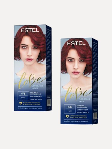 Изображение товара ESTEL Стойкая крем-краска для волос LOVE тон 6/5 Бордо, набор 2шт