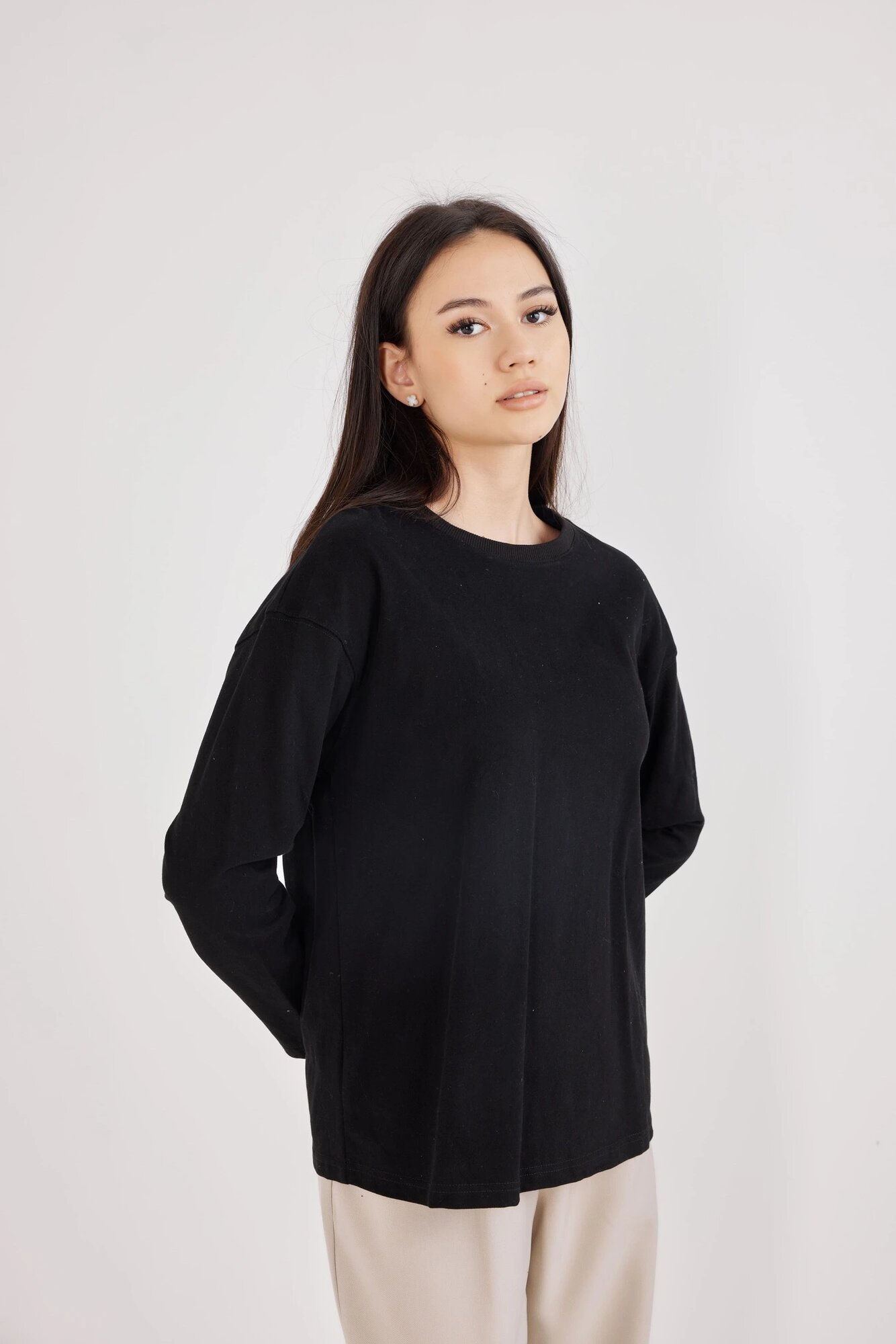 Лонгслив Selfie, размер S, , черный — фото 1