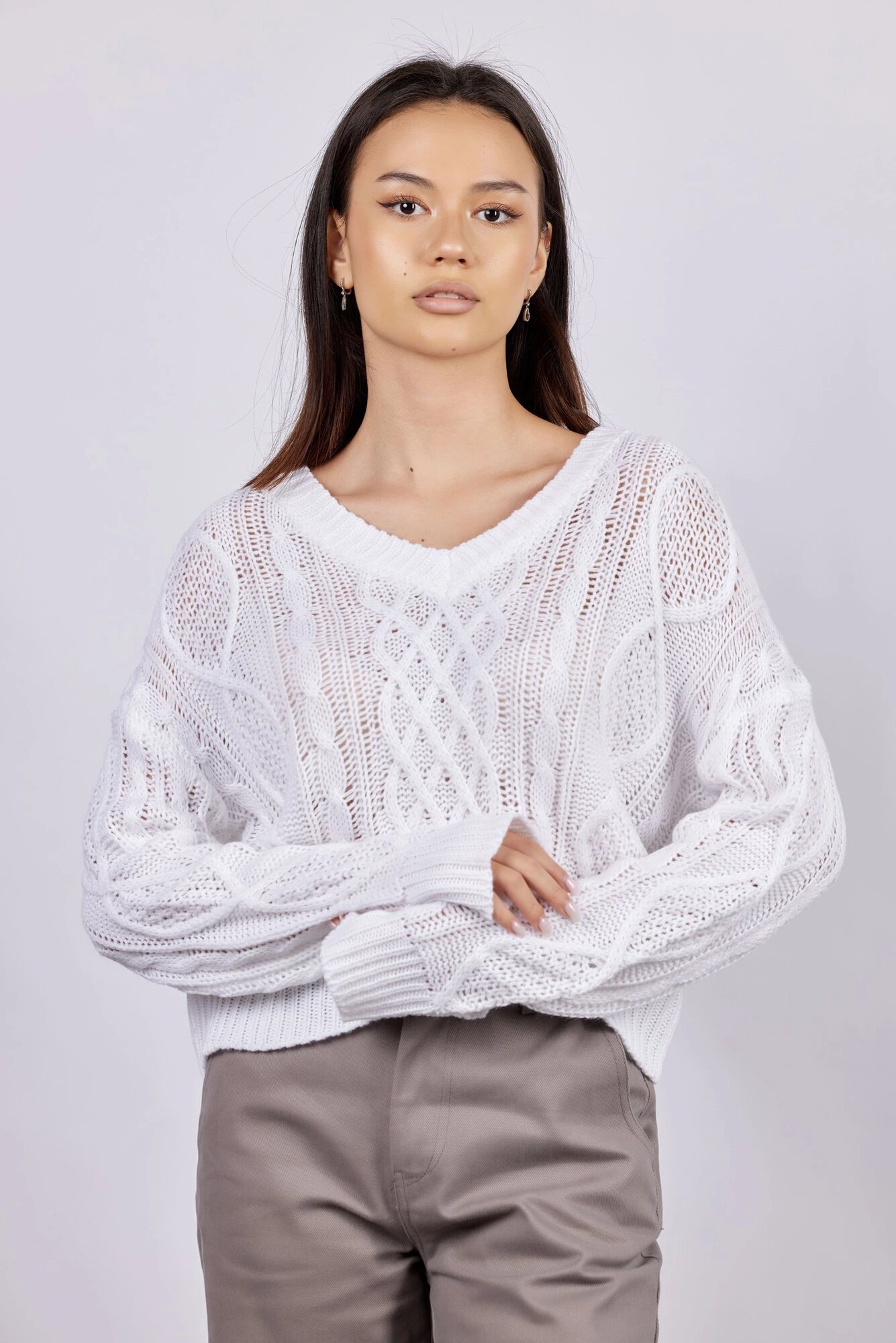 Свитер Selfie, размер S, , белый — фото 1