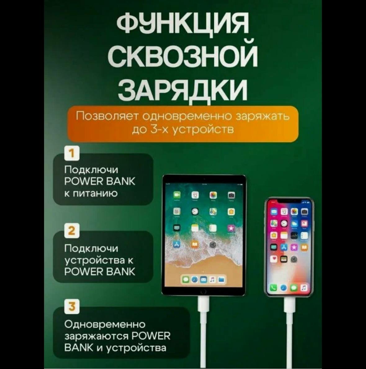 Внешний аккумулятор Power Bank 3 20 000mAh USB-C Повербанк (powerbank) — фото 1