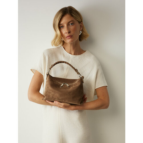 Сумка хобо Afina фактура зернистая нюд 19695₽