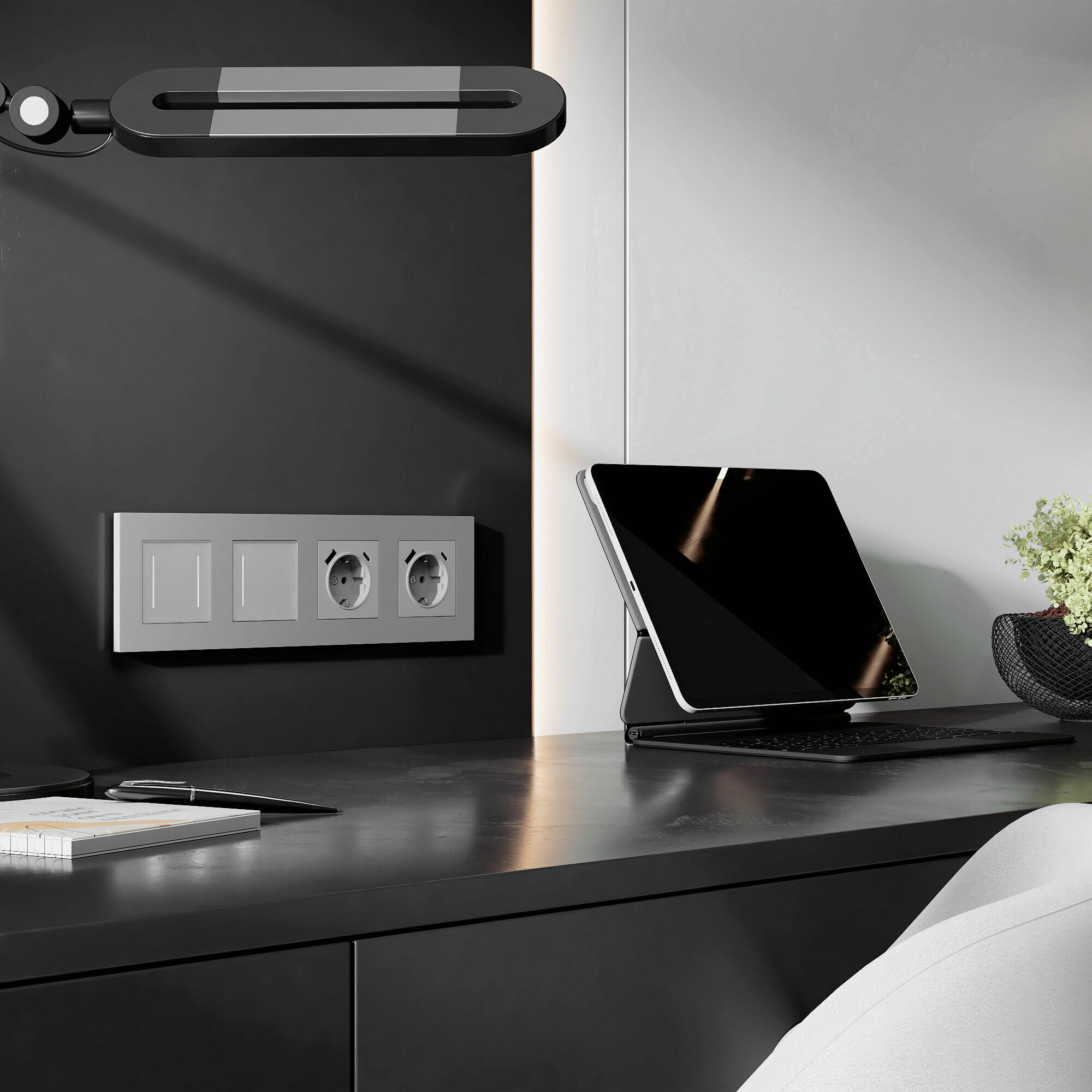 Рамка на 4 поста Werkel Slab (Серебро soft) — фото 1