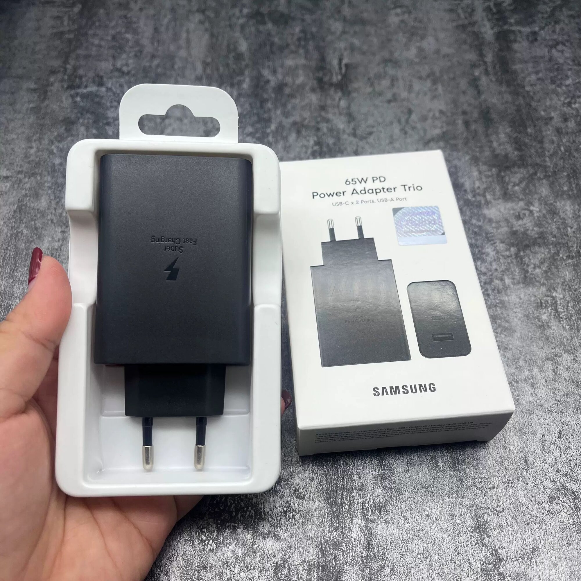 Оригинальная супер быстрая зарядка Samsung 65 Вт 5A USB-C черный без кабеля оригинал