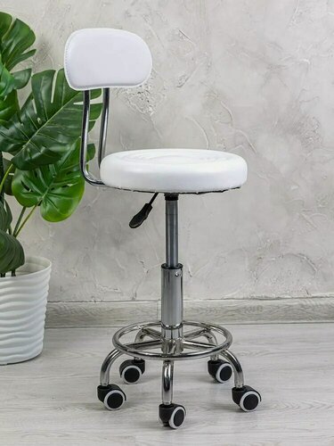 Изображение товара Стул мастера GL-BR-003 мягкий, на колесиках, с высокой спинкой, цвет белый