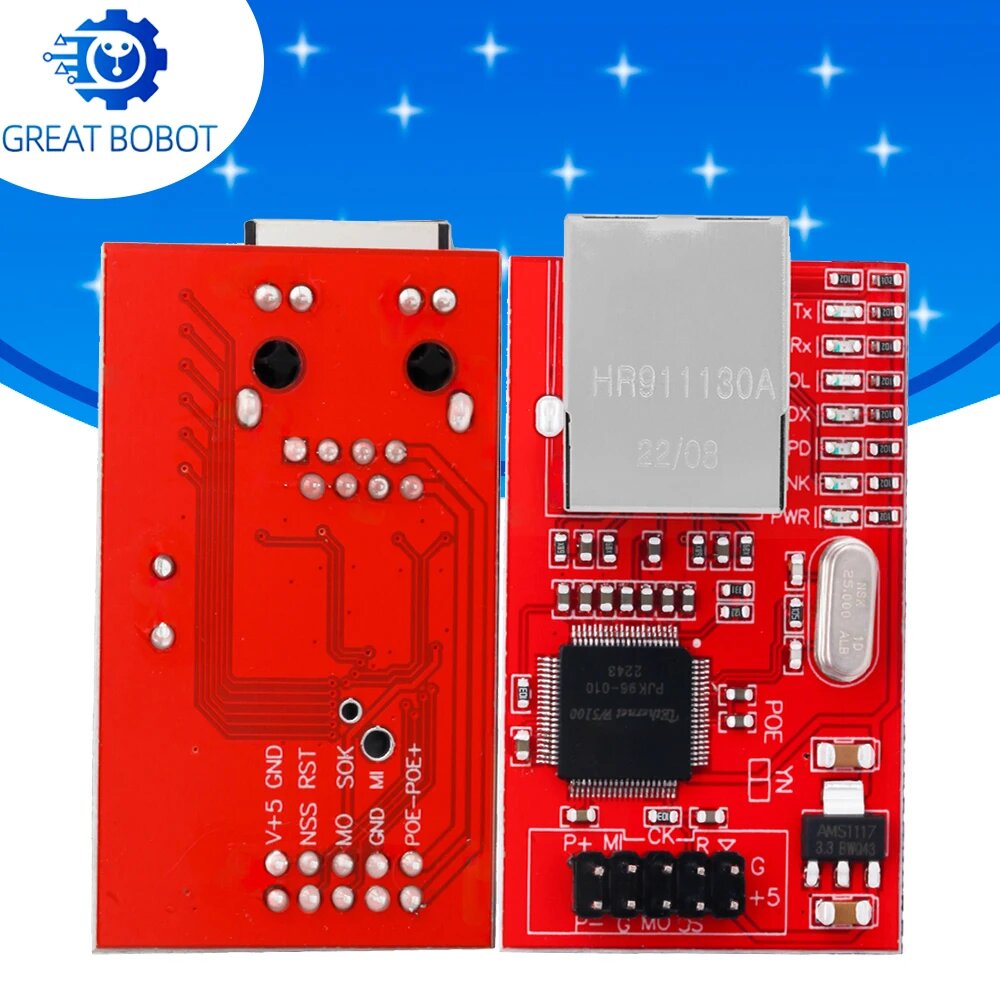 W5100 R3 Ethernet Shield — сетевой модуль локальной сети с двойным напряжением 3,3 В/5 В для Arduino Mega 2560
