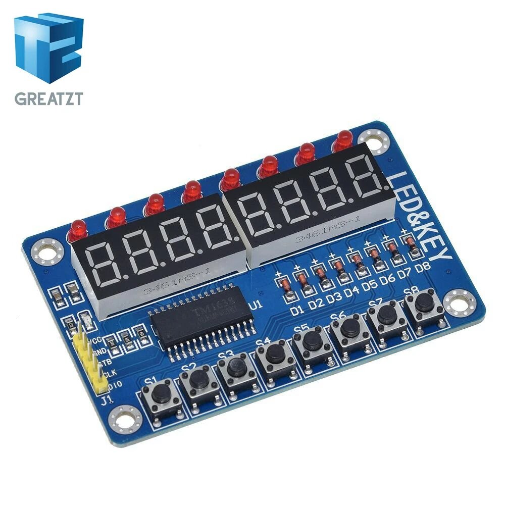 GREATZT 1 шт. TM1638 модуль ключевой дисплей для AVR Arduino новая 8-битная цифровая светодиодная трубка 8-бит