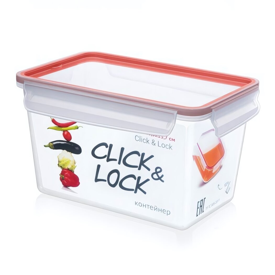 Контейнер для продуктов 'Click&Lock' 3л герметичный с мерной шкалой прозрачный