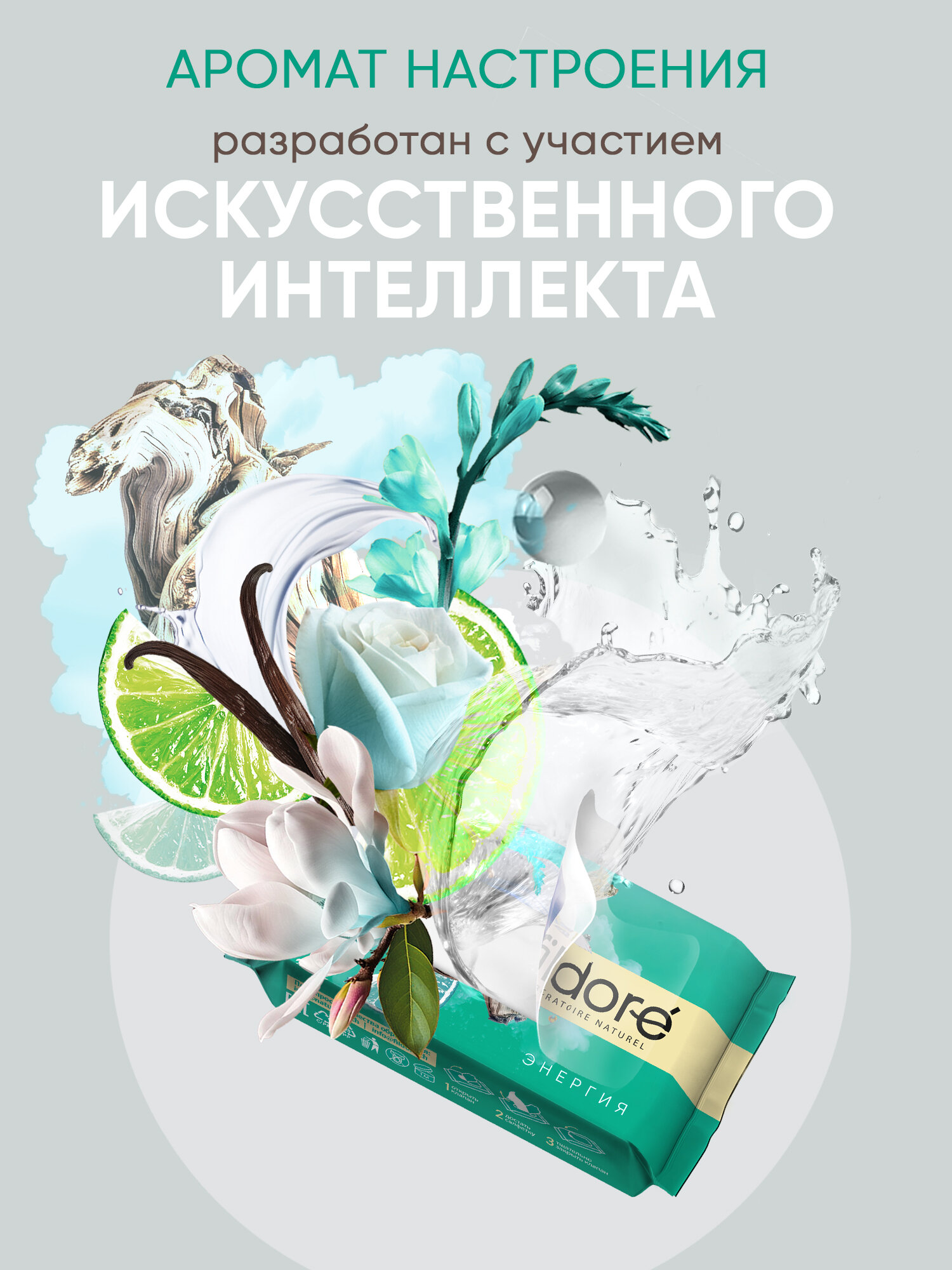 Изображение FILDORE Влажные универсальные салфетки ЭНЕРГИЯ миниупаковка 48 шт (6уп по 8 шт)