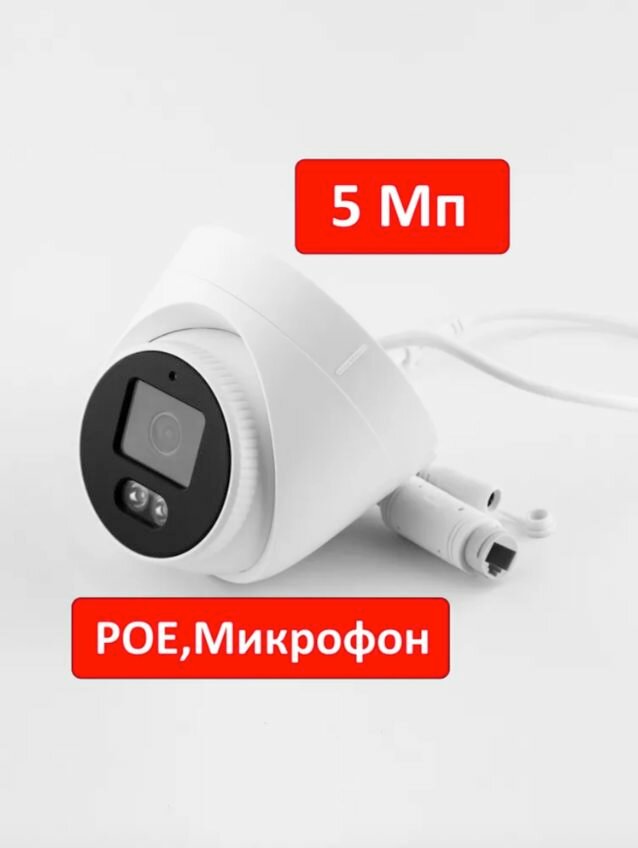 IP Камера Видеонаблюдения 5Мп внутренняя ( купольная ) . XMeye. POE. Микрофон. Procon ID5-PMX.