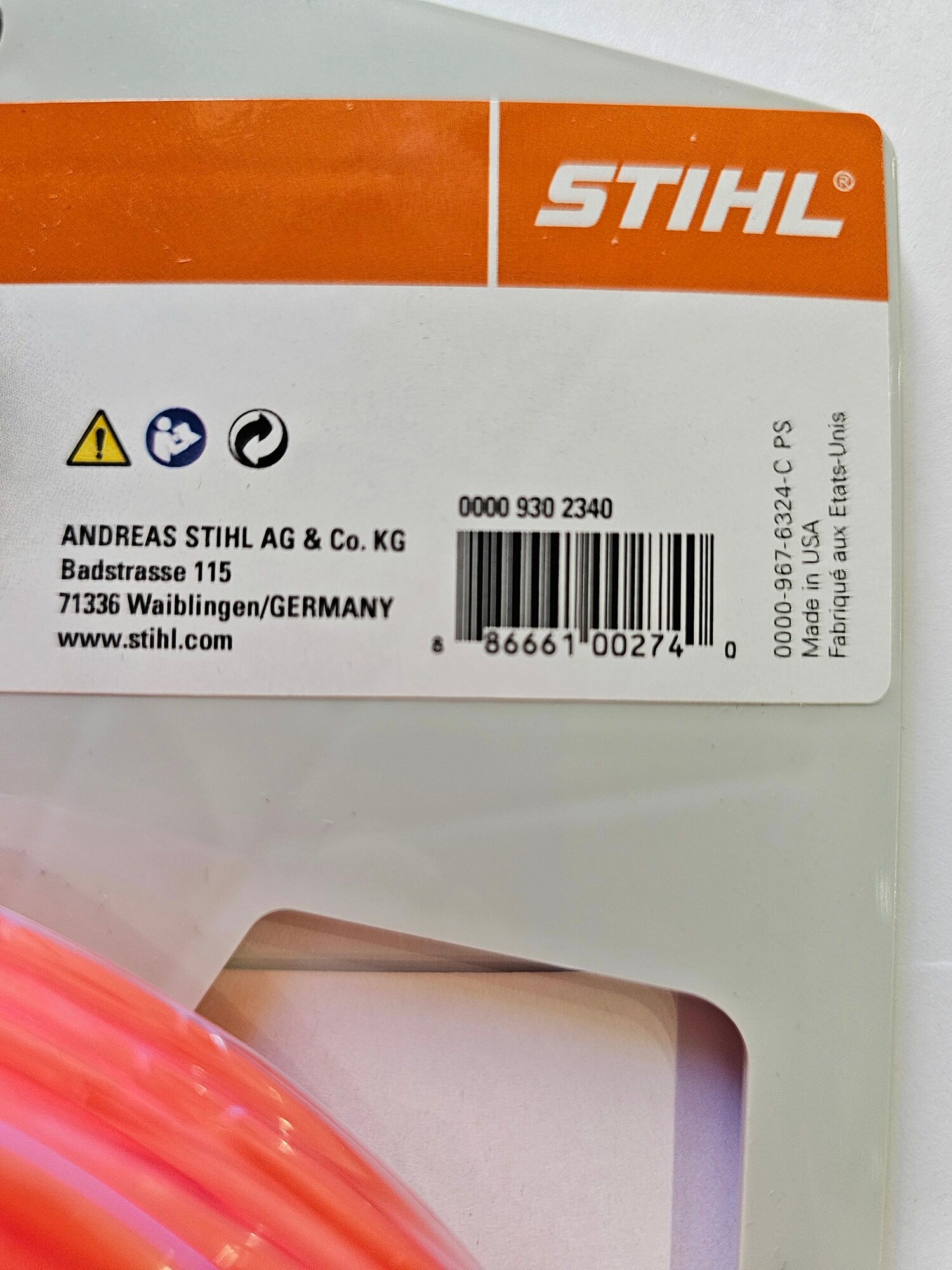 Леска ( корд) для триммера Stihl 2,4 (83м) круглое сечение — фото 1