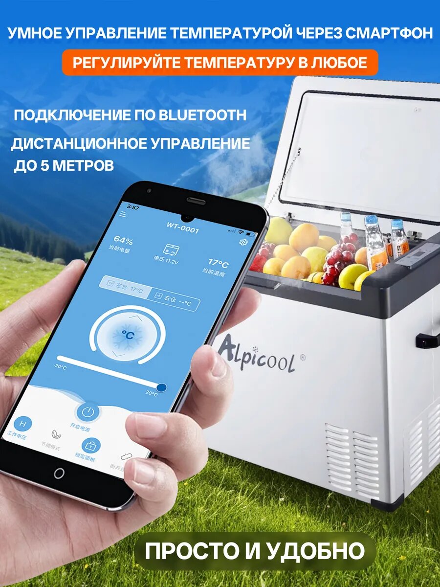 Автохолодильник компрессорный C50 от прикуривателя, 12/24/220 В — фото 1