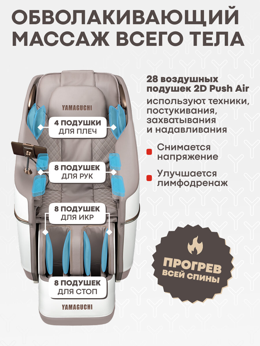 Массажные Кресла Xiaomi Массажное кресло Yamaguchi "Calipso", 22 ролика, голосовое управление, серый