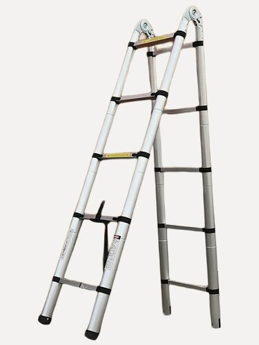 Изображение товара Телескопическая лестница ТЕХпром SW-T1038, 3,9 м, нескользящие накладки, серебристая