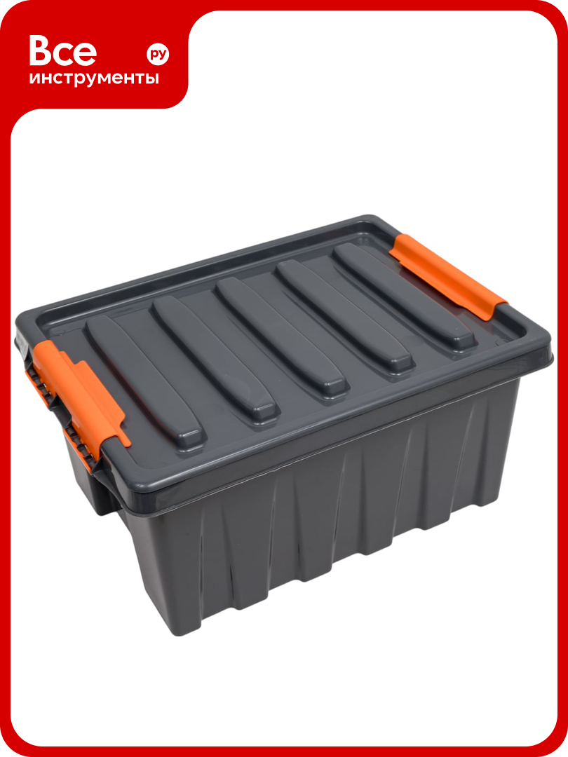 Ящик п/п Rox Box 415х300х195 мм с крышкой и клипсами PRO 16 л. цв антрацит 25339