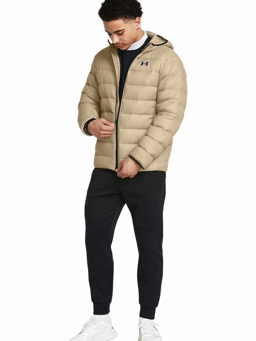 Куртка спортивная Under Armour LEGEND DOWN HOODED JACKET, размер MD Tall, бежевый — фото 1