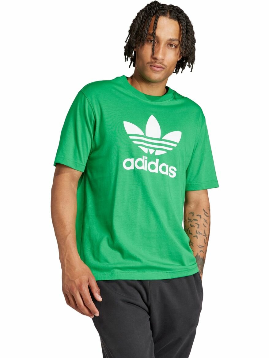 Футболка adidas Adicolor Trefoil Tee, размер L INT, зеленый,
