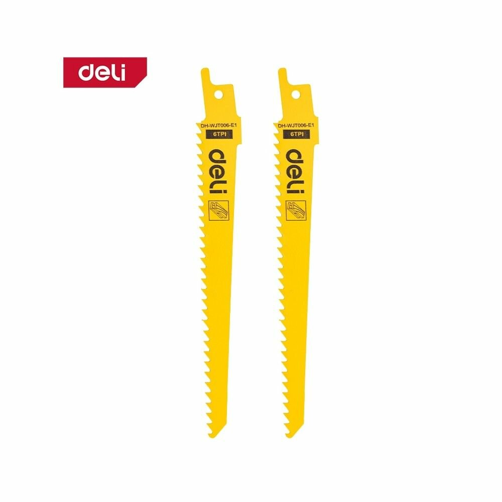 Полотна для сабельной пилы (2шт) по дереву Deli DH-WJT006-E1  HCS 6TPI 150мм