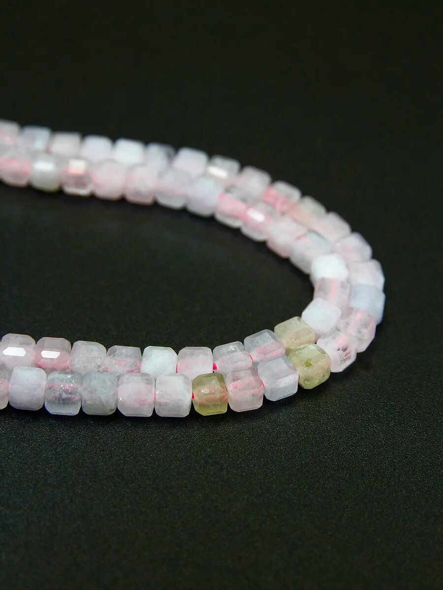 Нить - Кварц микс - 3 мм, квадрат, грань, 38 см — фото 1