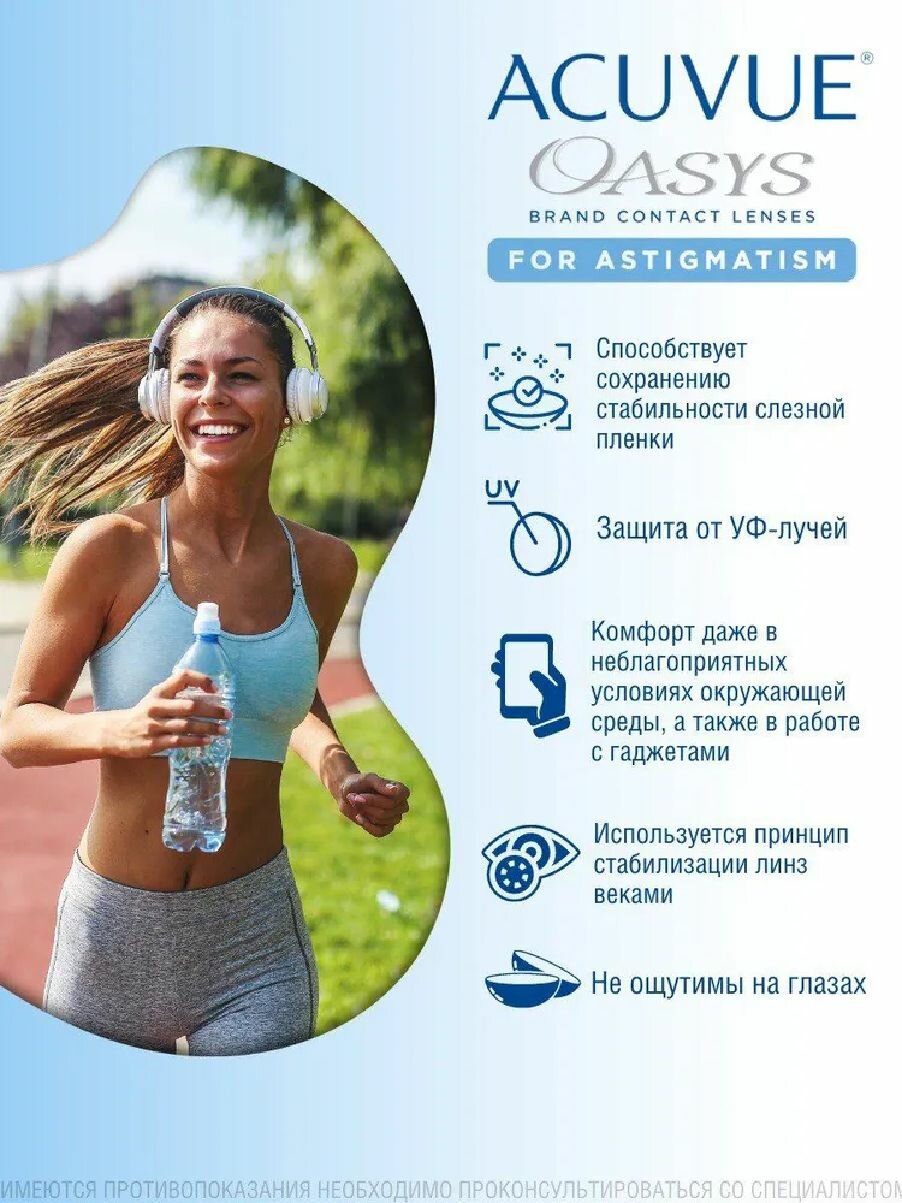 Контактные Линзы Контактные линзы двухнедельные астигматические Acuvue Oasys 6 шт / -4.75 / -0.75 / 180