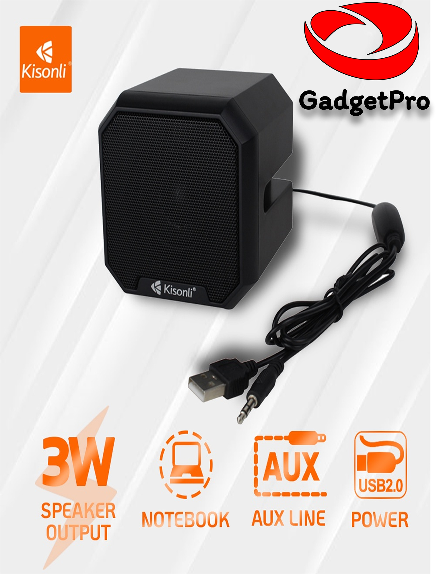 Колонки Kisonli I550 USB 2.0, мультимедийная акустическая система с AUX и стереозвуком, 2×3 Вт, серые