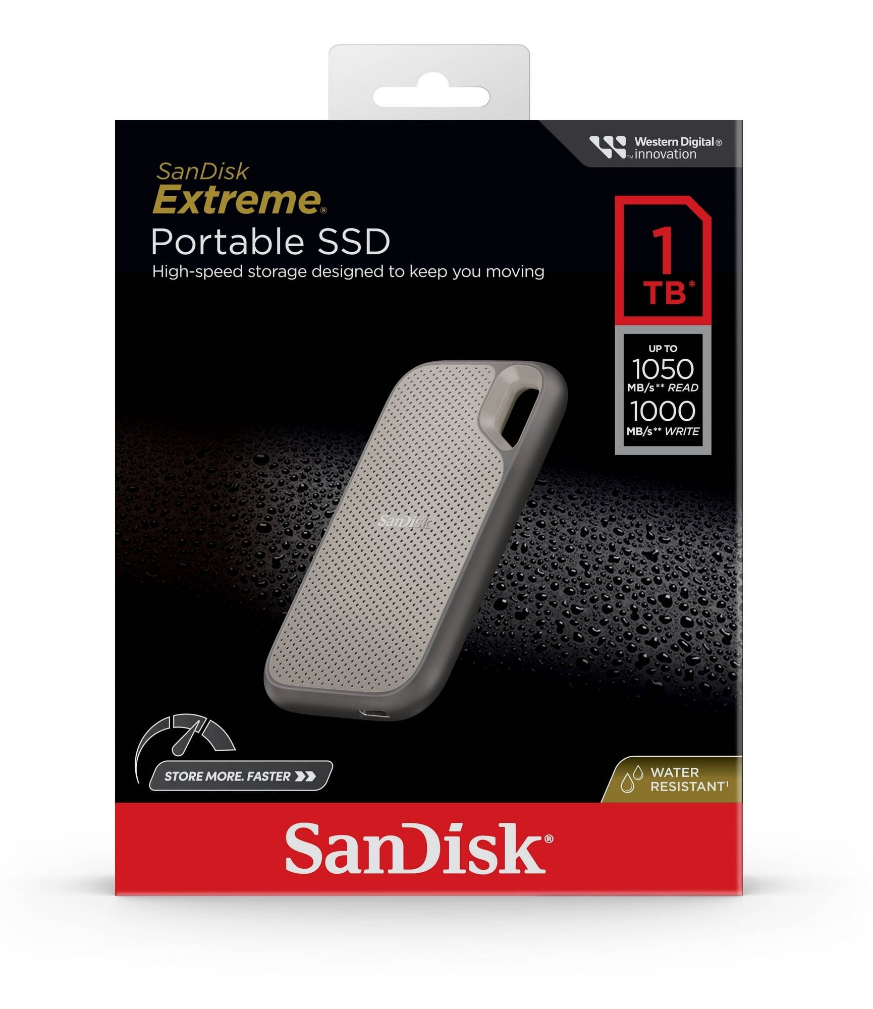 Внешний SSD диск 1 ТБ SanDisk Extreme Portable 1050Mb/s USB 3.2 Gen2, серый (SDSSDE61-1TOO-G25)