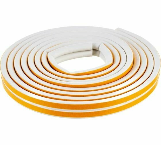 Самоклеящийся уплотнитель Sila D-профиль 6 м белый