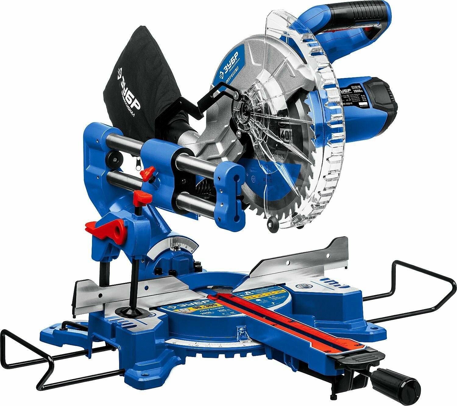 Пила торцовочная ЗУБР Профессионал d 255 х 30 мм 2000 Вт с протяжкой ППТ-255-П
