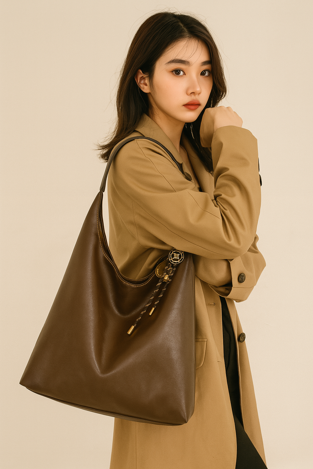 Комплект сумок тоут MariArsi, 2 шт., фактура гладкая, коричневый