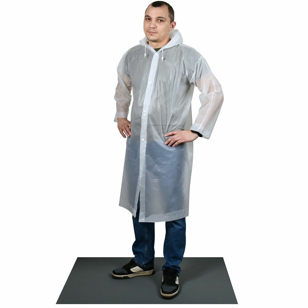 Плащ-дождевик Мультидом размер 48-52 прозрачный