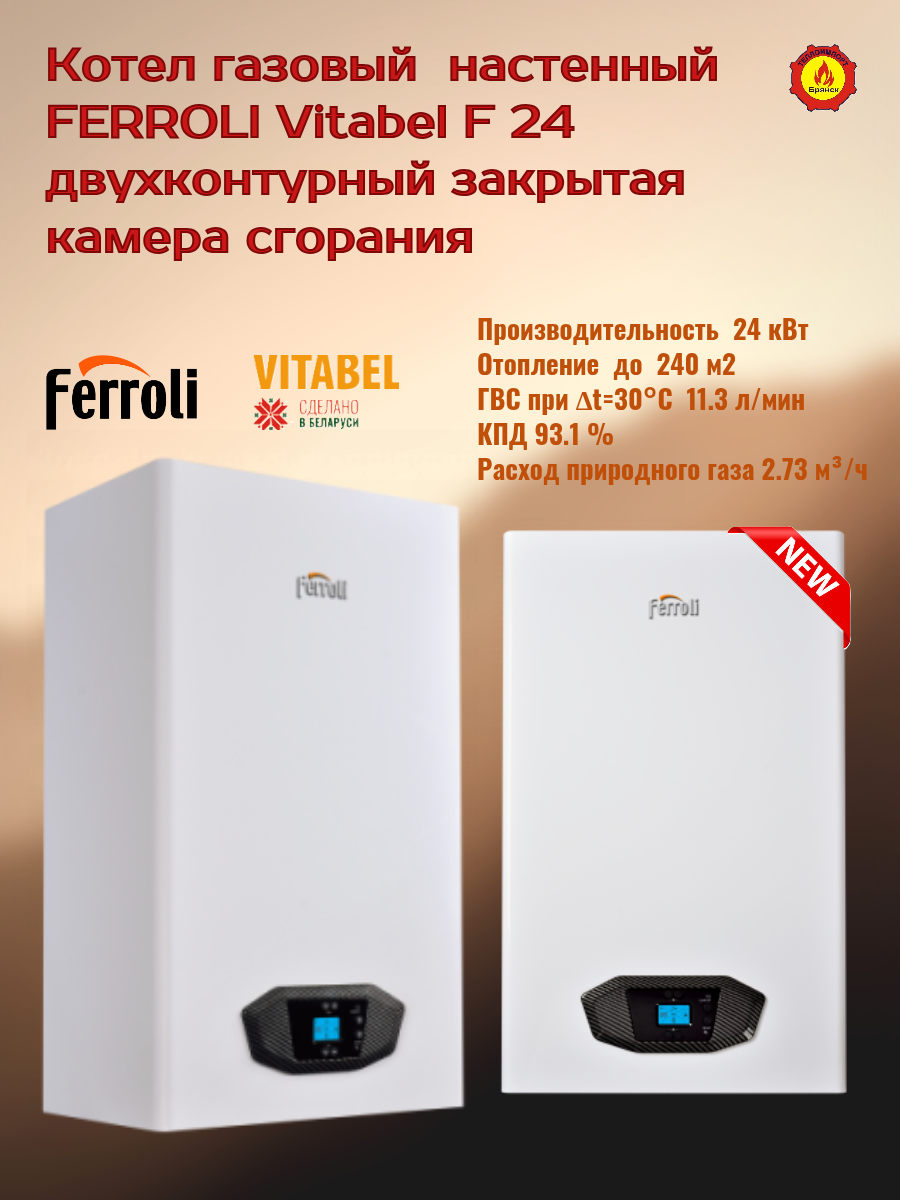 Котёл газовый настенный двухконтурный Ferroli Vitabel F 24 турбированный