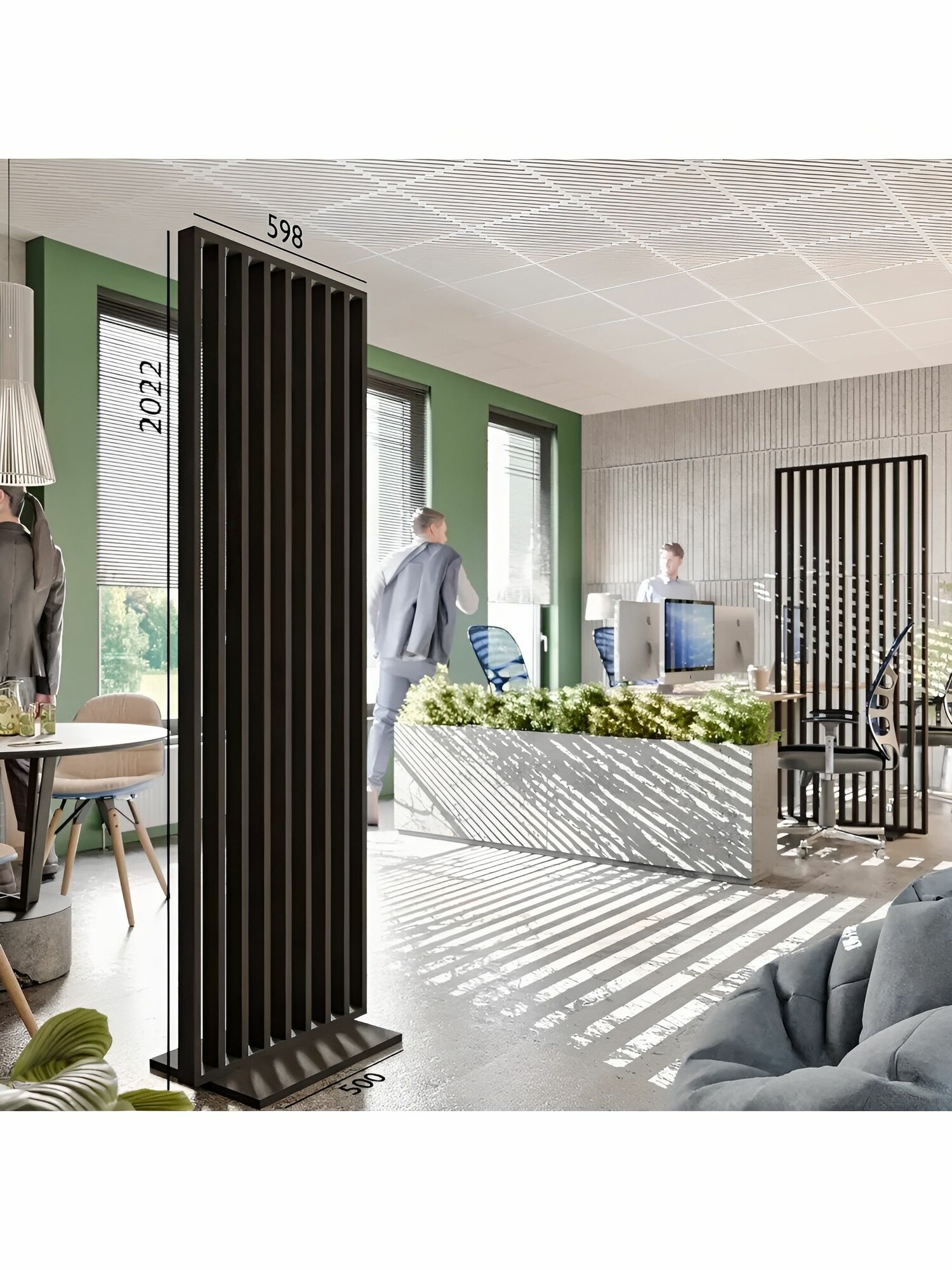 Перегородка Рейки-клуб, для зонирования, ЛДСП, черная, 598 мм