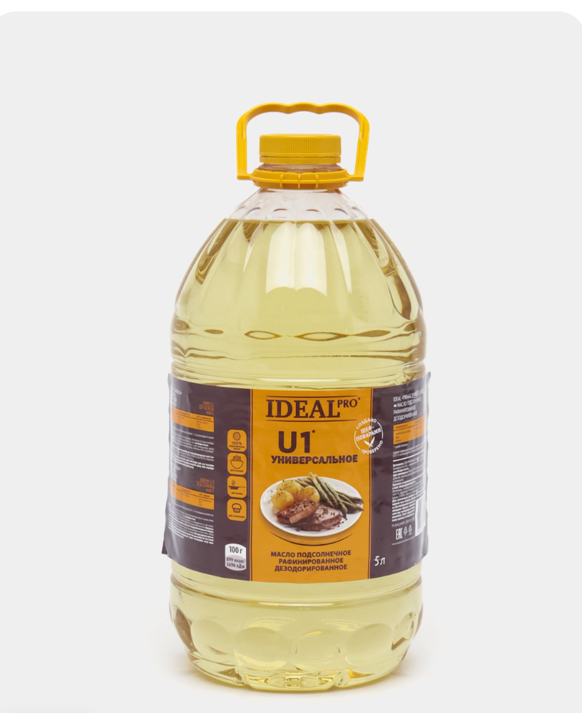 Масло подсолнечное Pro U1 Ideal рафинированное, 5 л