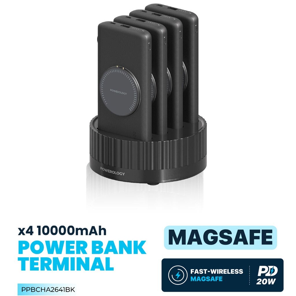 Универсальная зарядная станция 4-в-1 (40000 мА·ч) Powerology 4 in 1 Station 10000mAh PD 100W QC Wireless Power Bank