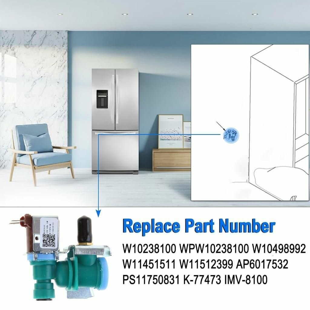 Аксессуары И Комплектующие Для Холодильников Xiaomi Аксессуар для холодильника, Запасные части для холодильника с одним электромагнитным впускным клапаном W10238100