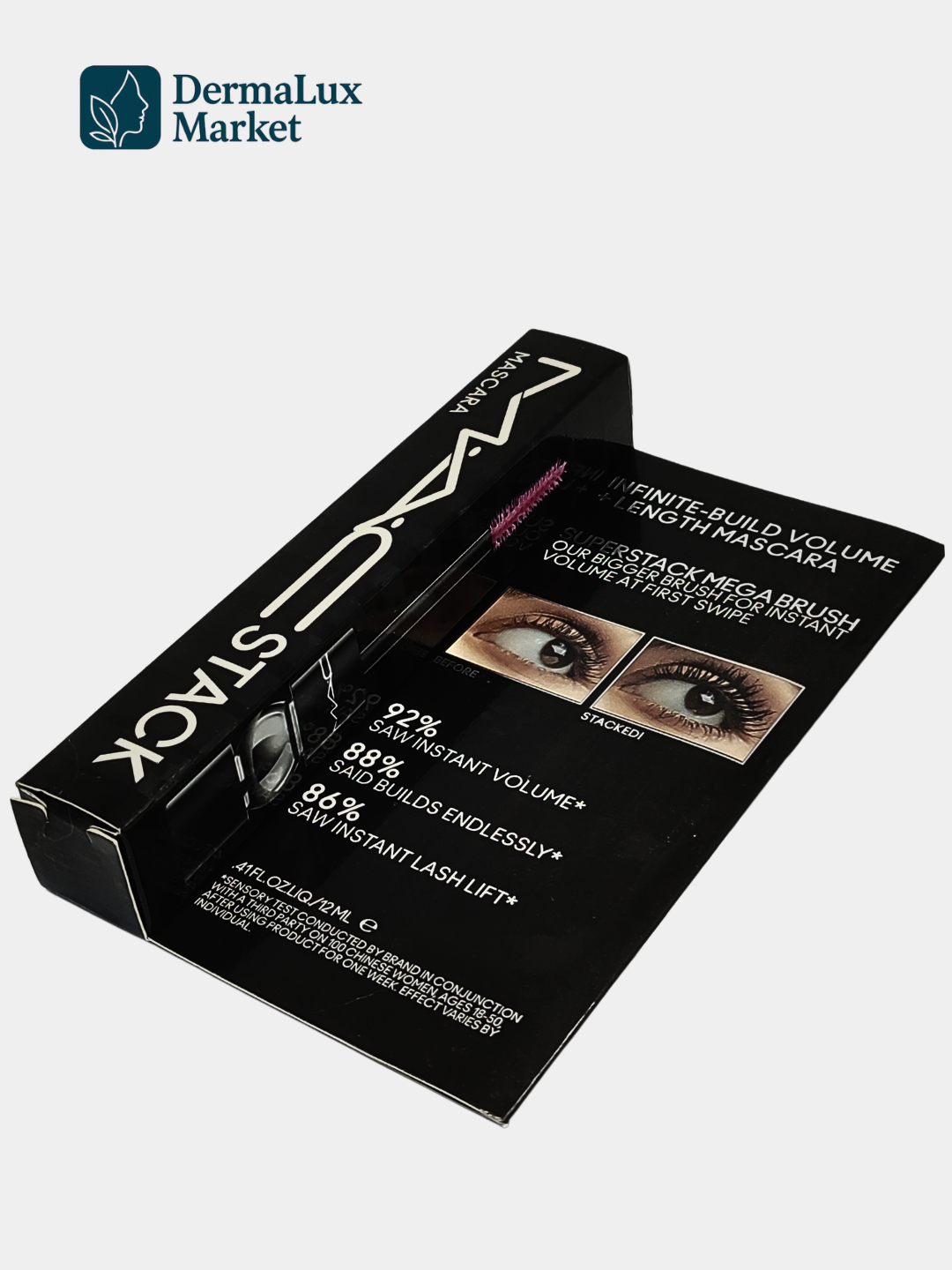 Тушь для ресниц MAC Stack Mega Brush, водостойкая, кремовая, черная, гипоаллергенная, 12мл — фото 1