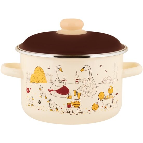 Кастрюля Appetite Подворье 4 л  эмалированная цилиндрическая  6RD201M 