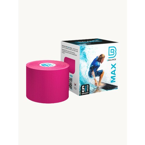 BBalance MAX, кинезио тейп для тела с усиленной фиксацией. Уровень фиксации 5. Размер 5см*5м, цвет розовый