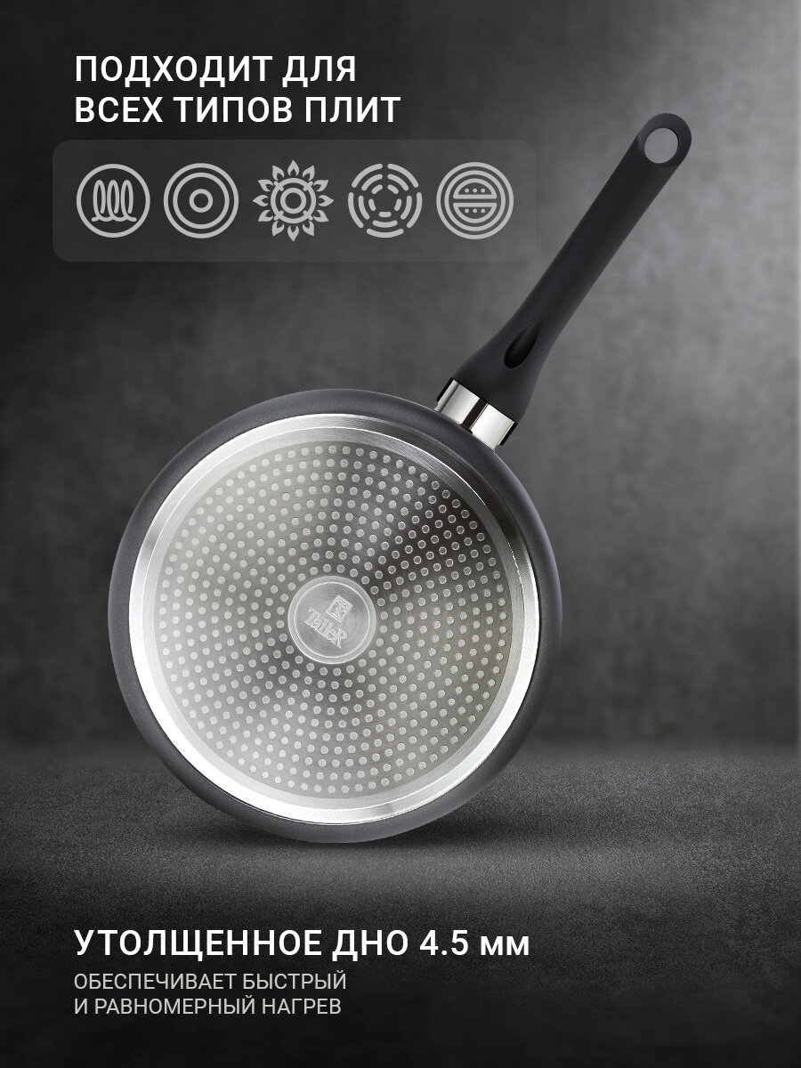 Сковорода глубокая TalleR TR-44176 Flavour 24 см, из кованого алюминия с антипригарным покрытием — фото 1