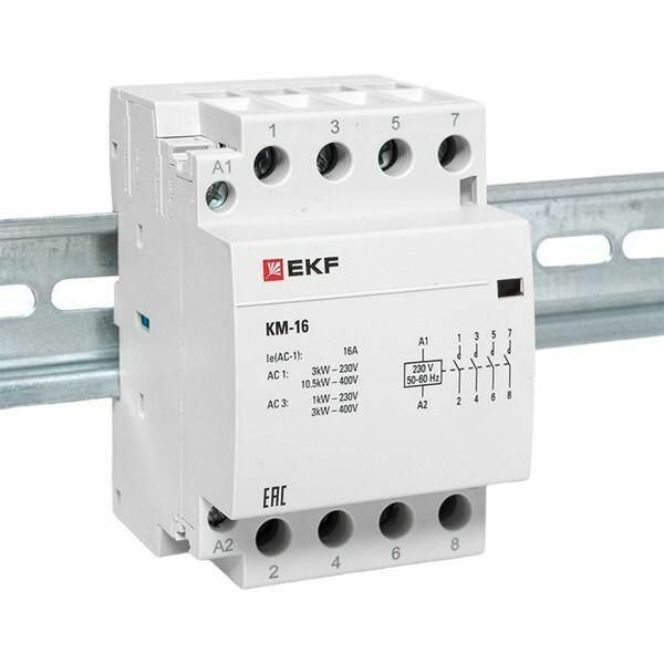 Контактор модульный КМ 16А 4NО (3 мод.) EKF km-3-16-40 — фото 1