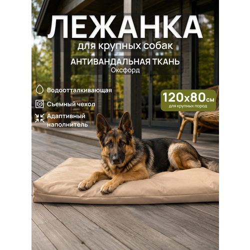 фото Лежанка антивандальная со съёмным чехлом для собак крупных пород, 120х80х10см umkapets