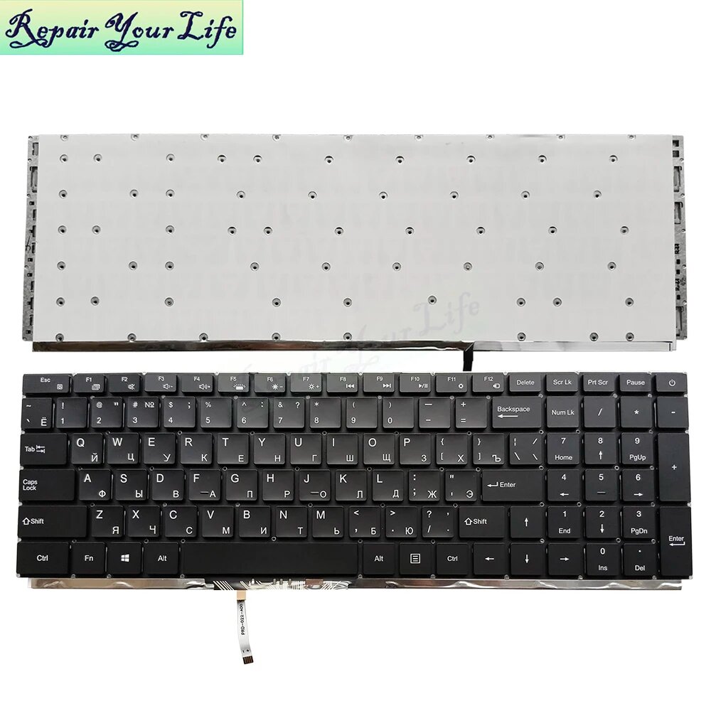Клавиатура OVY для ноутбука с подсветкой RU SP US черная RU backlit