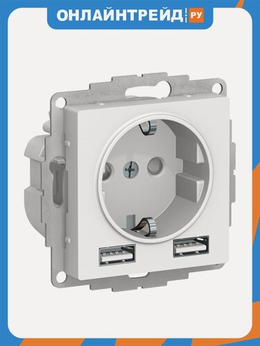 Изображение товара C USB Systeme Electric (schneider Electric) SCHNEIDER ELECTRIC ATLASDESIGN 5В/2,4А, 2х5В/1,2А, механизм, белый ATN000130