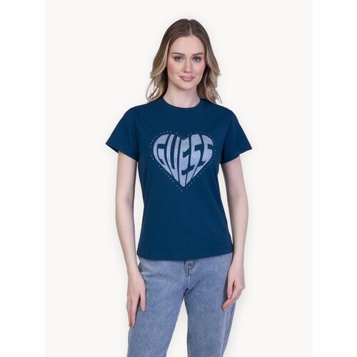 фото Футболка guess rhinestone logo, размер m, синий